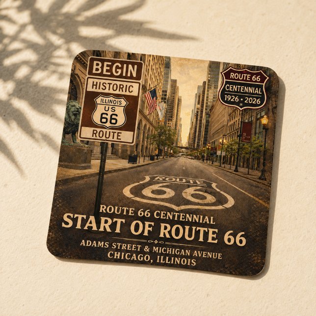Route 66 Begin Chicago Roadtrip Aufkleber (Von Creator hochgeladen)