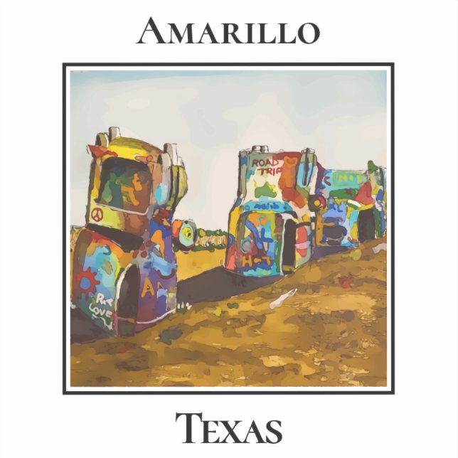 Route 66, Cadillac Ranch, Amarillo Texas Aufkleber (Vorderseite)
