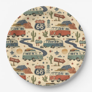 Route 66 Camper Van Party-Tisch im Americana-Stil Pappteller