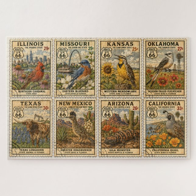 Route 66 Centennial-Briefmarken-Mosaik (Horizontal)