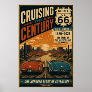 Route 66 Centennial Desert Road Cruise Wandkunst Poster