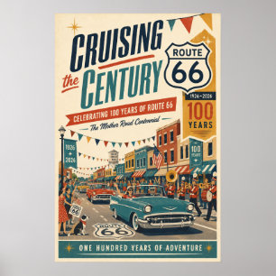 Route 66 Centennial-Klassiker-Autoparade auf der H Poster