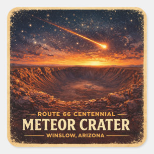 Route 66 Centennial Meteoritenkrater Landschaft Quadratischer Aufkleber
