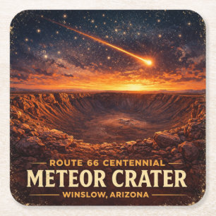 Route 66 Centennial Meteoritenkrater Sonnenunterga Rechteckiger Pappuntersetzer