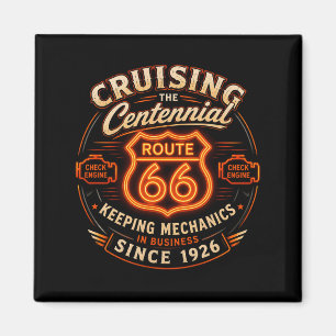 Route 66 Centennial Neon Mechaniker Americana Magnet