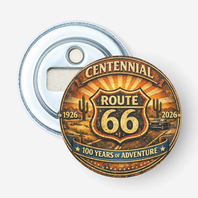 Route 66 Centennial Retro Barware Flaschenöffner (Vorderseite)