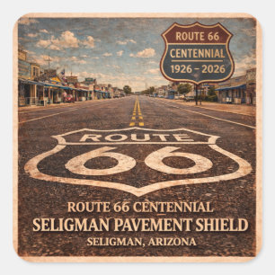 Route 66 Centennial Seligman Pflaster Aussichtspun Quadratischer Aufkleber