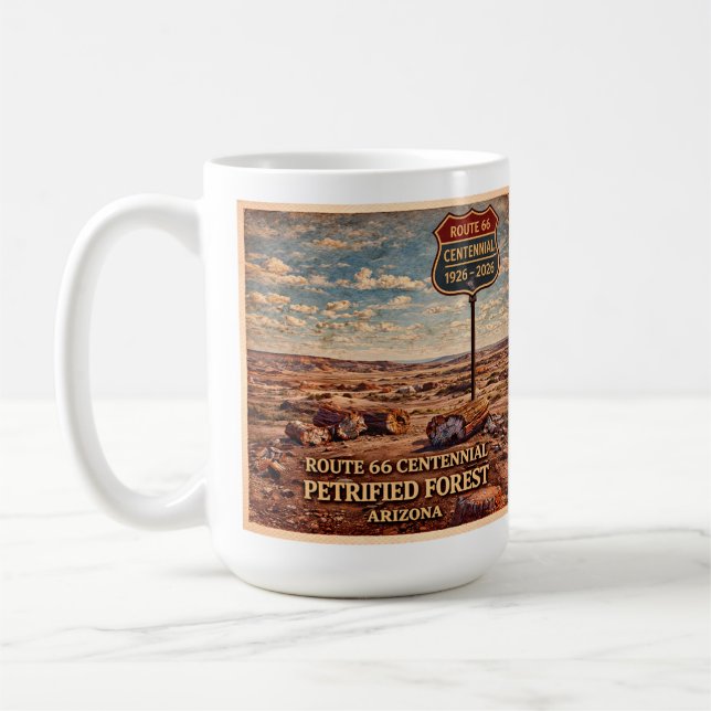 Route 66 Centennial Versteinerter Wald Kaffeetasse (Links)