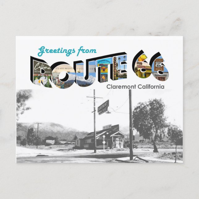 Route 66 Claremont Postkarte (Vorderseite)