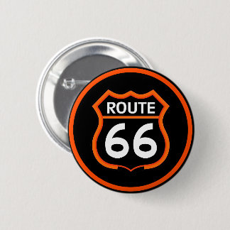 Route 66 Classic Shield Orange-Schwarzer Knopf Button