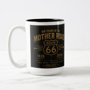 Route 66 Coffee Stop Black Gold Americana Kunst Zweifarbige Tasse