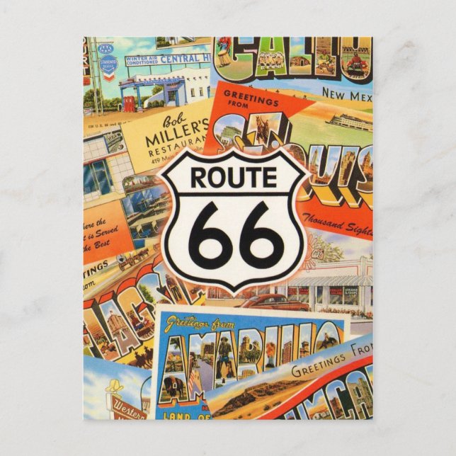  Route 66 Colorful Postcard Postkarte (Vorderseite)