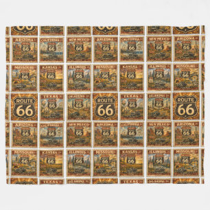 Route 66 Cozy Road Trip Americana Wurf Kunst Fleecedecke