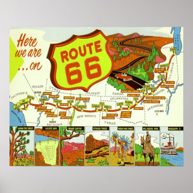 Route 66 der 40er Jahre Poster (Vorne)