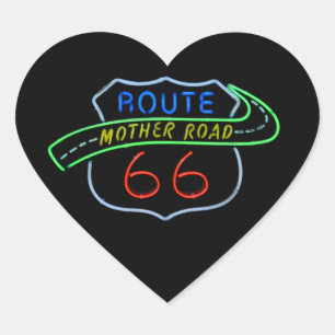Route 66, Die Mutterstraße, Neon-Schild Herz-Aufkleber