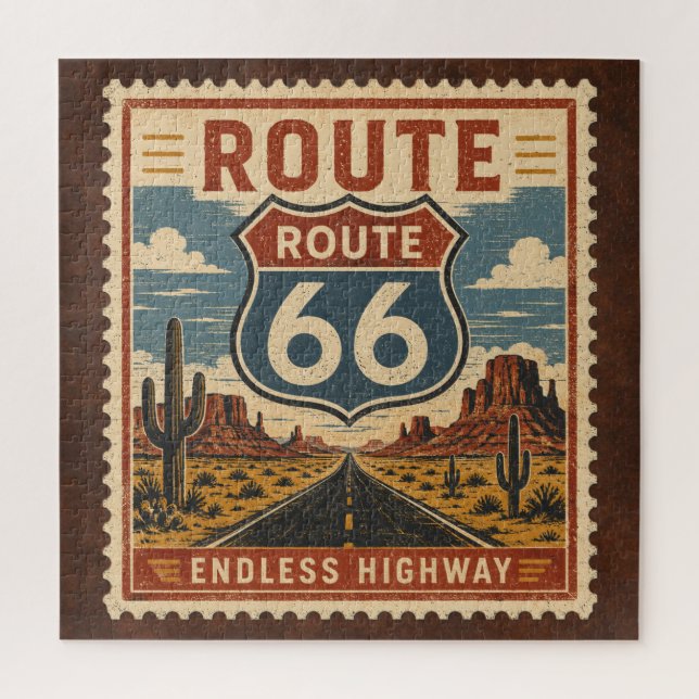 Route 66 Endloser Highway Vintage-Postleitsure  (Vertikal)