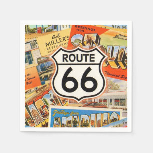 Route 66 Farbige Postkarte Serviette