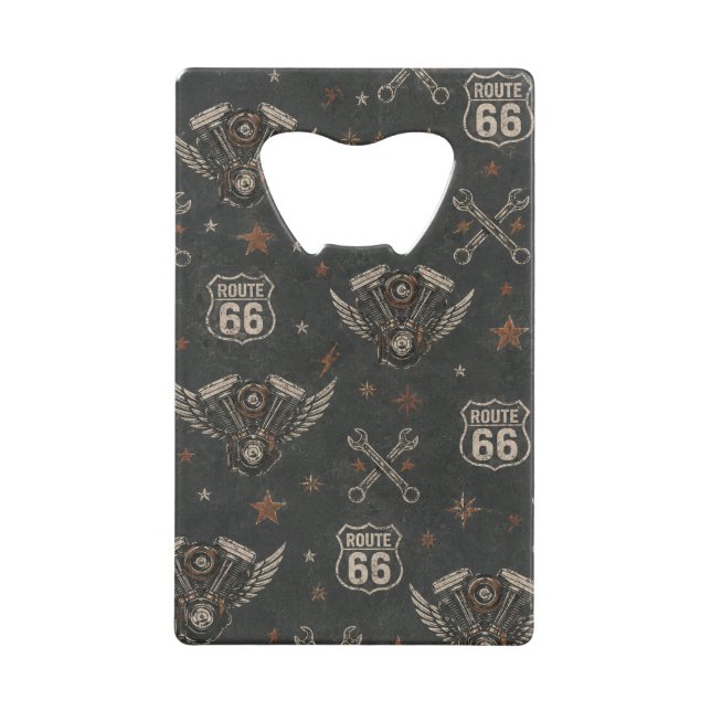 Route 66 Garage Bar Essentials Geldbeutel Flaschenöffner (Vorderseite)