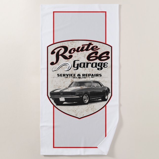 Route 66 Garage Car Strandtuch (Vorderseite)