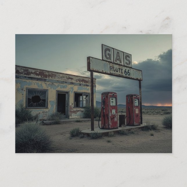 Route 66 gas station postkarte (Vorderseite)