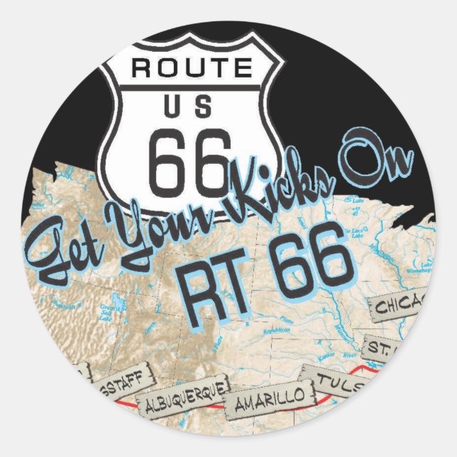 Route 66 Geschenke Runder Aufkleber (Vorderseite)