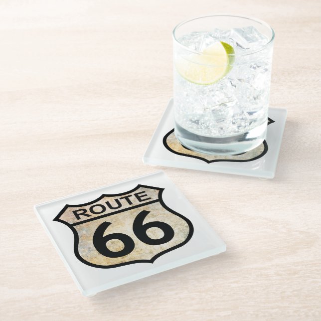 Route 66 glasuntersetzer (Schrägansicht)