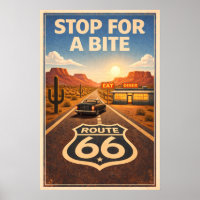 Route 66 Halt für einen Bissen Litho