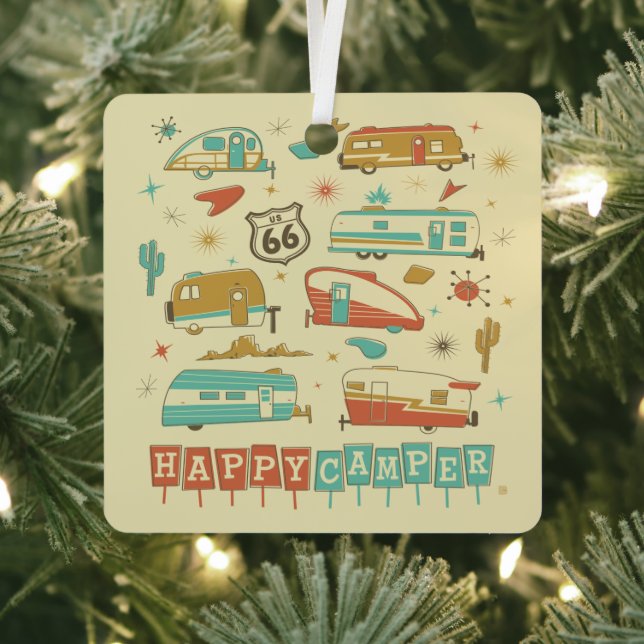 Route 66 Happy Camper Ornament Aus Metall (InSitu)