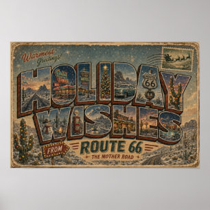 Route 66 Holiday Wishes Wandkunst Poster