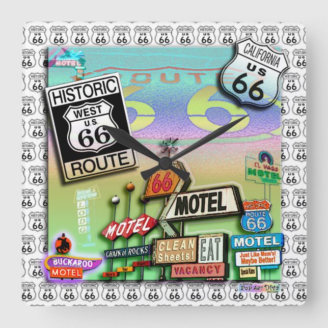 ROUTE 66 HORLOGE murale par PopArtDiva (Recto)