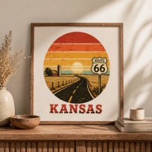 Route 66 Kansas Farm Sonnenuntergang Highway