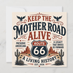 Route 66 Keep Mother Road Alive Schreibwaren Kunst Karte