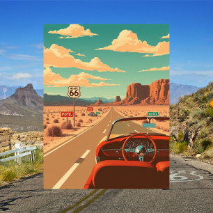 Route 66 Klassische Roadtrip-Retrospektive Postkarte
