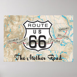 Route 66 Map Poster