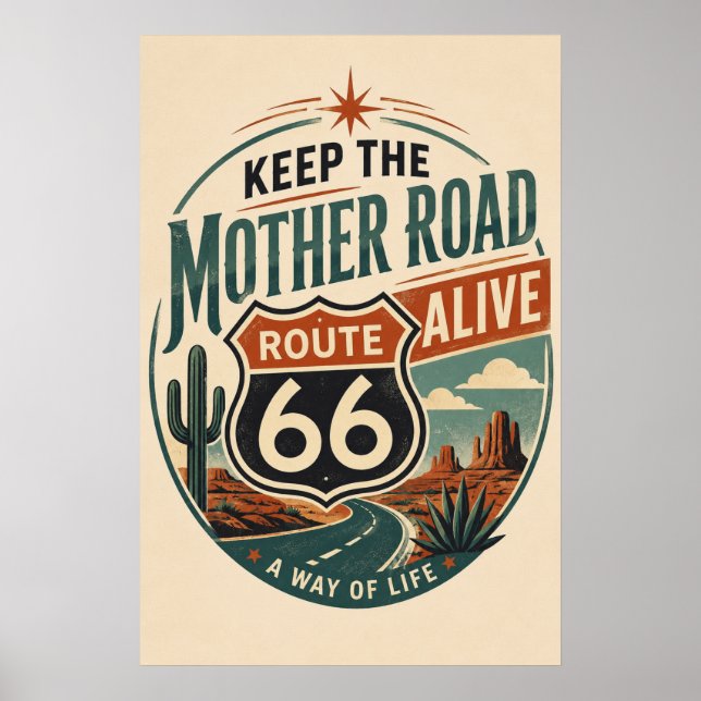 Route 66 Mother Road Alive Poster (Vorne)