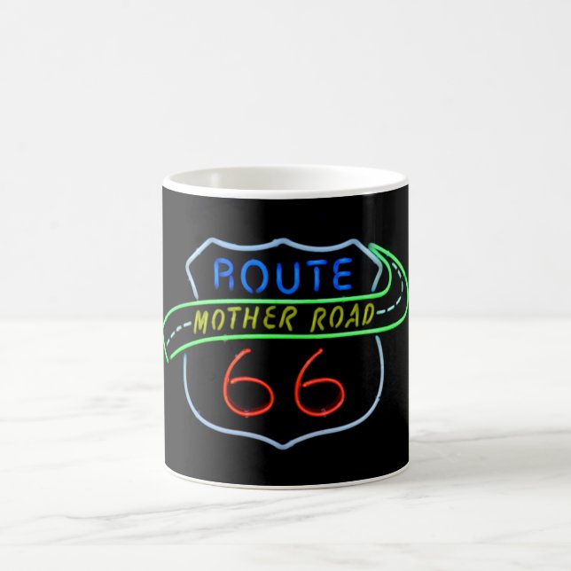 Route 66 Mother Road Neon-Schild Kaffeetasse (Mittel)