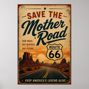 Route 66 Mother Road Südwest-Wüsten-Erbe Poster