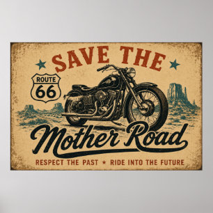 Route 66 Motorrad-Legende Poster