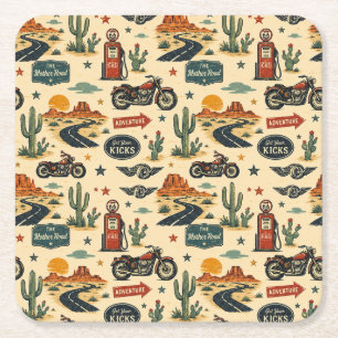 Route 66 Motorradparty Roadside Americana Rechteckiger Pappuntersetzer