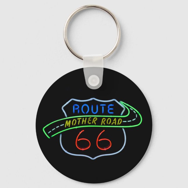 Route 66, Mutterstrasse, Neon-Zeichen Schlüsselanhänger (Vorderseite)