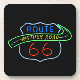 Route 66, Mutterstrasse, Neon-Zeichen Untersetzer