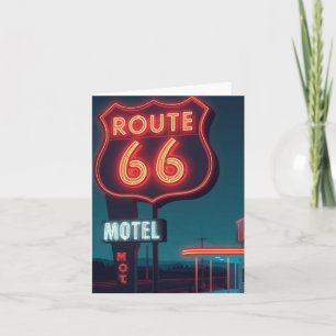 Route 66 Neon-Motel Nacht-Reise-Kunst Feiertagskarte