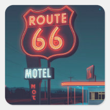 Route 66 Neon-Motel Nacht-Reise-Kunst
