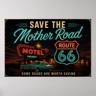 Route 66 Neon-Motel-Nächte Poster