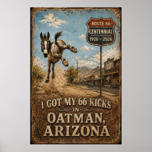 Route 66 Oatman Arizona Esel tritt Wandkunst Poster