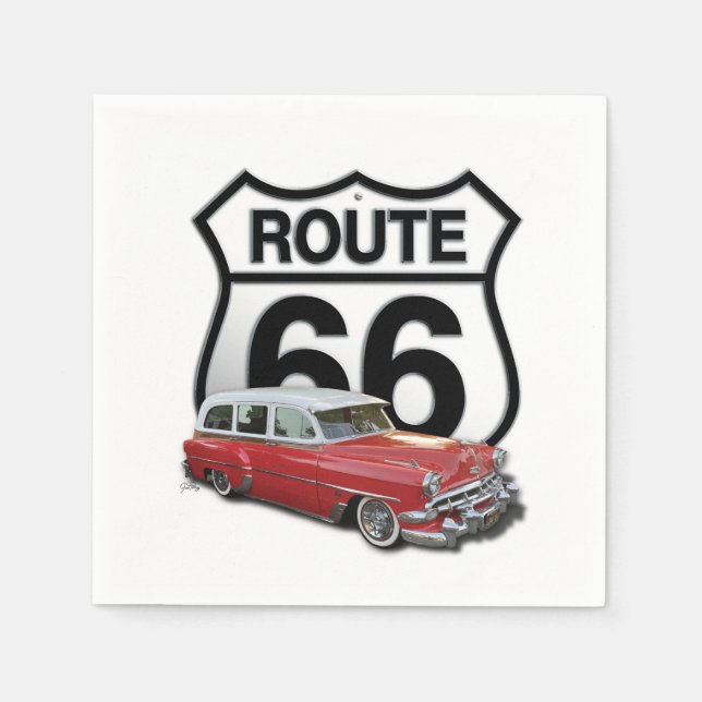 Route 66 Oldtimer Serviette (Vorderseite)