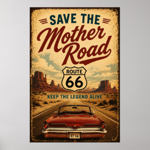 Route 66 Oldtimer-Wüstenstraße Americana Poster