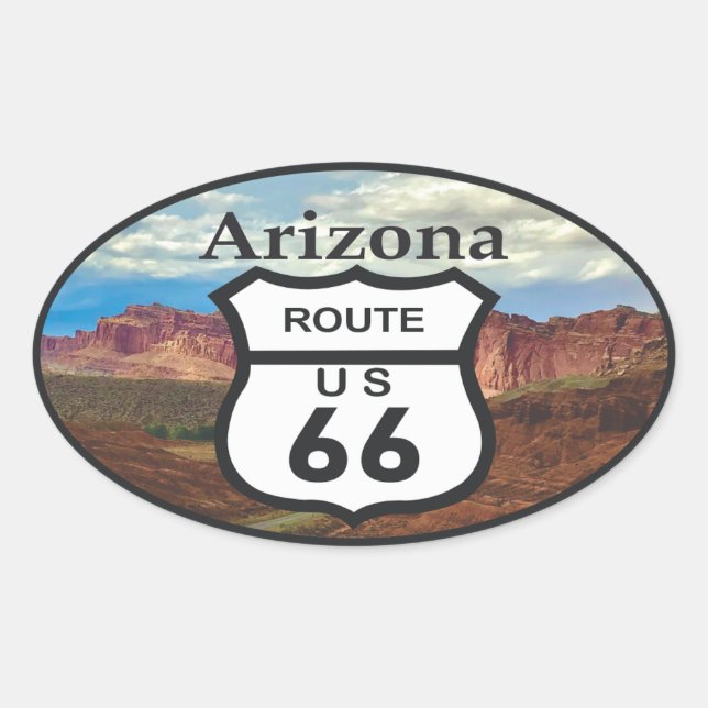 Route 66 ovaler aufkleber (Vorderseite)