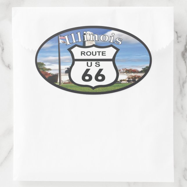 route 66 ovaler aufkleber (Tasche)