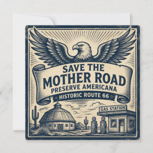 Route 66 Preserve Americana Adler Roadside Kunst Karte